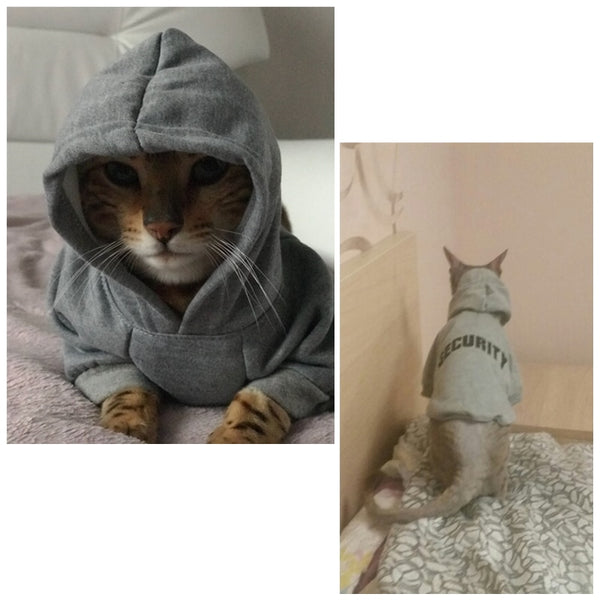 Security Cat Clothes Pet Cat Coats Jacket Hoodies For Cats Outfit Warm Pet Clothing Rabbit Animals Pet Costume