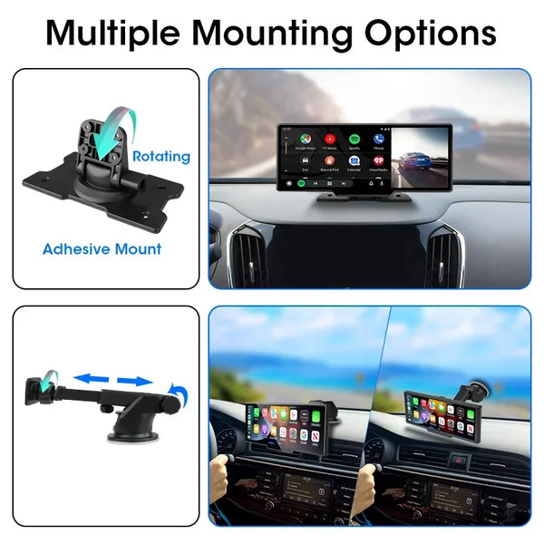 10.26'' Dash Cam 4K Car Mirror Video Player Wireless Carplay Android Auto GPS Car Monitor Multimedia Rearview Camera Dashboard
