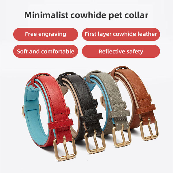 Light Luxury Leather Dog Collar Fashion Wear-Resistant Tear Bite Widening Collar Pet Supplies