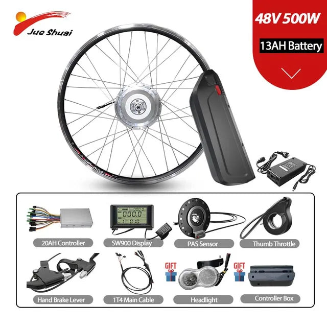 48V 500W Bafang Motor Wheel Ebike Kit Conversion with 13AH/16AH Hailong Battery 40KM/H Electric Bike Front Drive