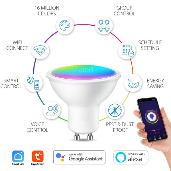 WIFI Smart Spotlight GU10 RGBCW Mobile Phone APP Dimming And Color Mat