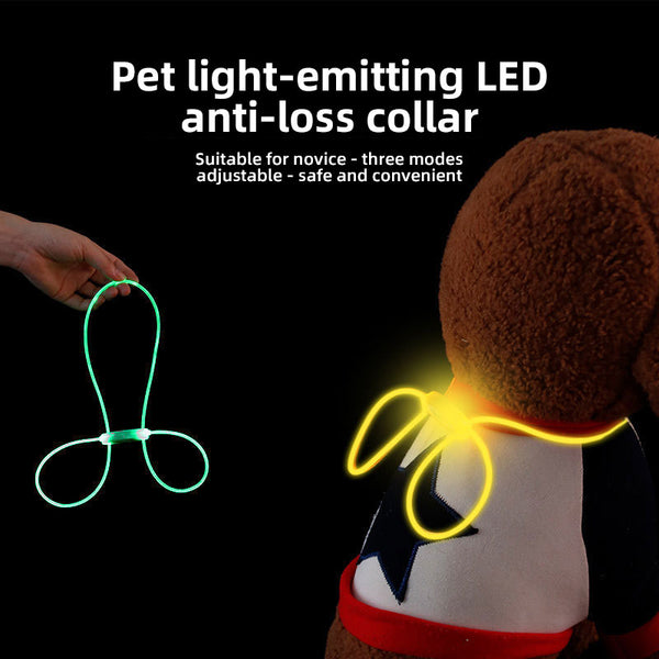 Dog Luminous Collar Led Luminous Collar Teddy Medium-Sized Large and Small Dog Anti-Loss Walking Light