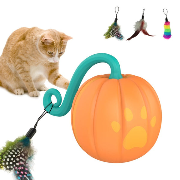 Pumpkin Appearance New Smart Cheer Cat Sports Companion Ball Electric Magic Ball Cat Toys