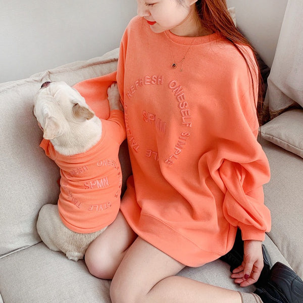 Spring And Autumn Kitten Pet Parent-Child Clothing Cat Clothes Embroidered Dog Clothing Long-Sleeved T-Shirt