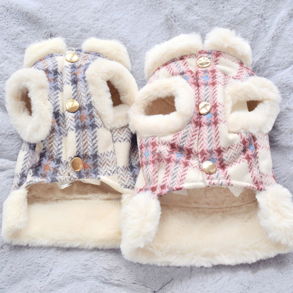 Dog Clothing Warm and Fluffy In Autumn and Winter Can Be Pulled Vest Teddy Bear Small Dog Cat Pet Clothing