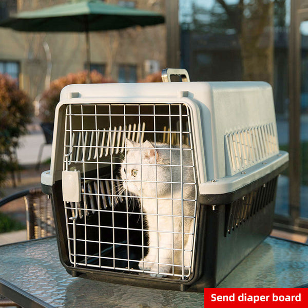 Pet Aviation Box Dog Large Car Dog Cage Checked Small, Medium and Large Dog and Cat Cage Portable Out