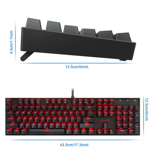 Redragon USB mechanical gaming keyboard ergonomic Key backlit Single breathing light Full key anti-ghosting 104 keys PC gamer