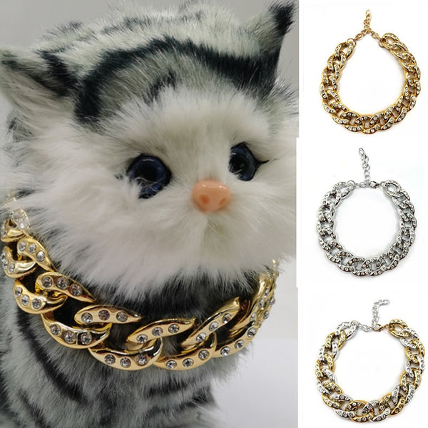 New Rhinestone Pet Collar Cats Dogs Necklace Jewelry Pets With Diamonds Gold And Silver Necklace