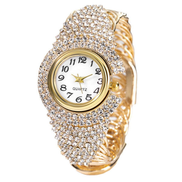 Fashion New Cross border Personality Trend Versatile Women's Diamond Bracelet Quartz Watch Necklace Ring Earring Set