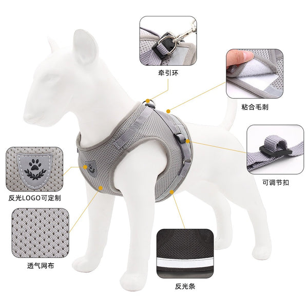 The New Pet Chest Strap Undershirt Dog Leash Reflective Breathable Dog Rope Pet Supplies