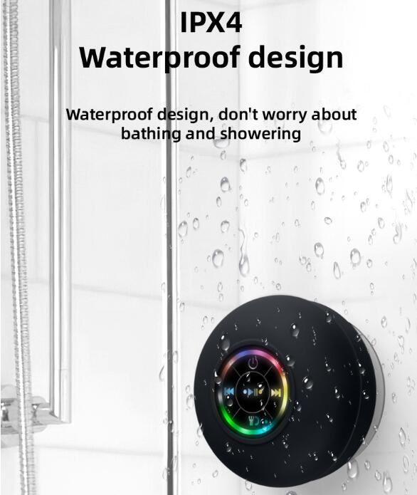 Large suction Cup waterproof Bluetooth speaker- LED light emitting waterproof bathroom Bluetooth speaker- portable Bluetooth Speaker