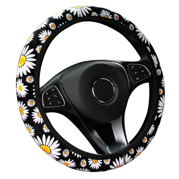 Cute Daisy Flower Car Interior Decoration Knitted Steering Wheel Cover Universal  Car Accessories Wheel Cover Without Inner Ring