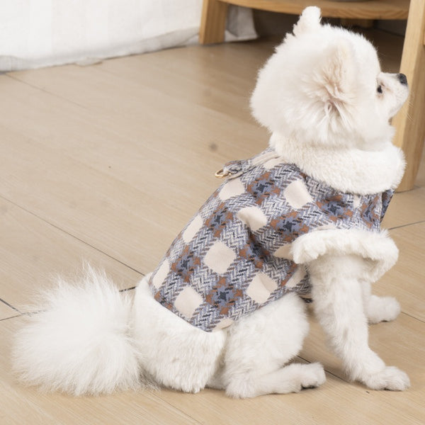 Dog Clothing Warm and Fluffy In Autumn and Winter Can Be Pulled Vest Teddy Bear Small Dog Cat Pet Clothing