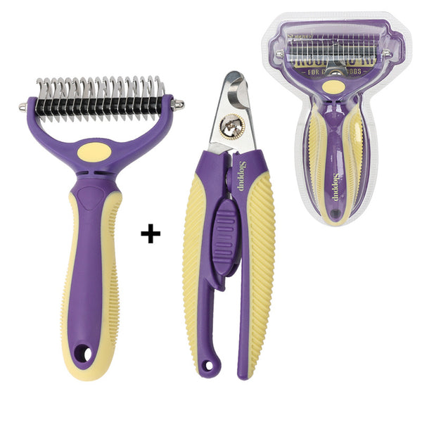 Pet Comb Dog Grooming Double-Sided Open Knot Comb Cat Nail Clippers Nail Clippers Pet Hair Removal Row Comb Set