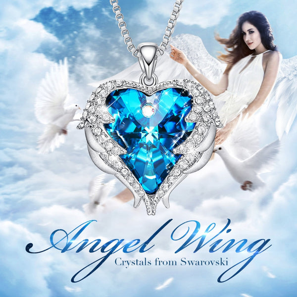 Cdyle Angel Wings Necklace Crystals from Swarovski Necklaces Fashion Jewelry For Women Heart Of Angel Mother's Day Gifts