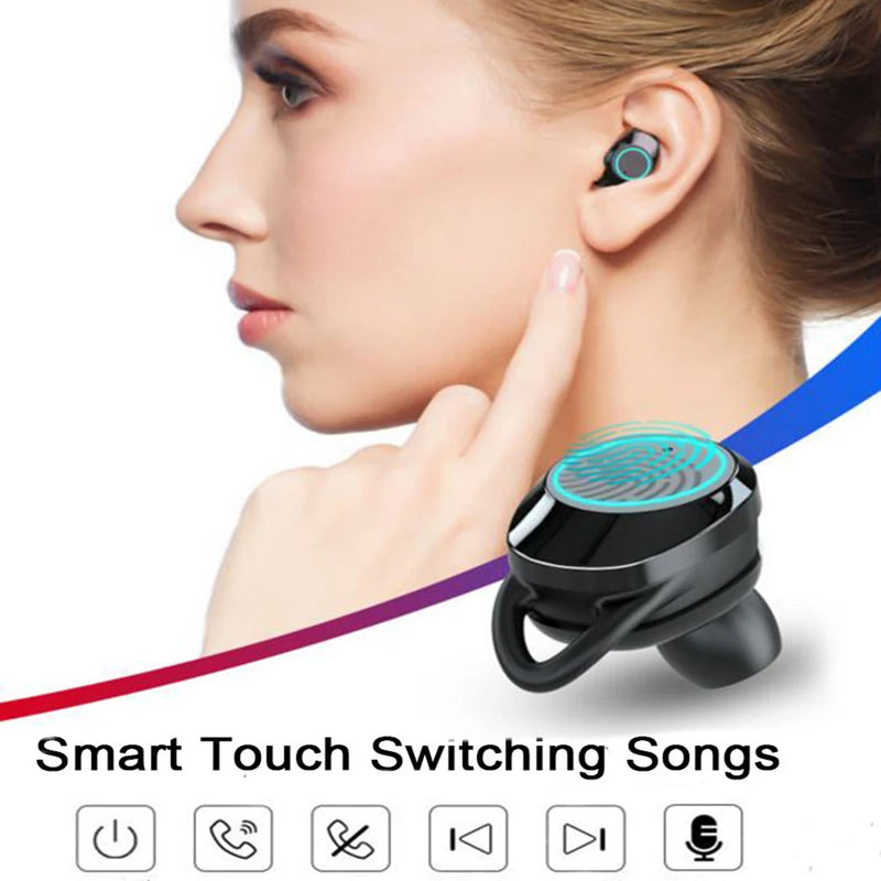TWS G02 Bluetooth Earphones V5.0 Wireless Headphones 9D Stereo Music IPX7 Waterproof Earbuds with 3300mAh Long Battery Life