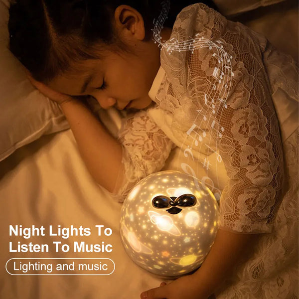 Music Projector Night Light With BT Speaker Chargeable Universe Starry Sky Rotate LED Lamp Colorful Flashing Star Kids Baby Gift