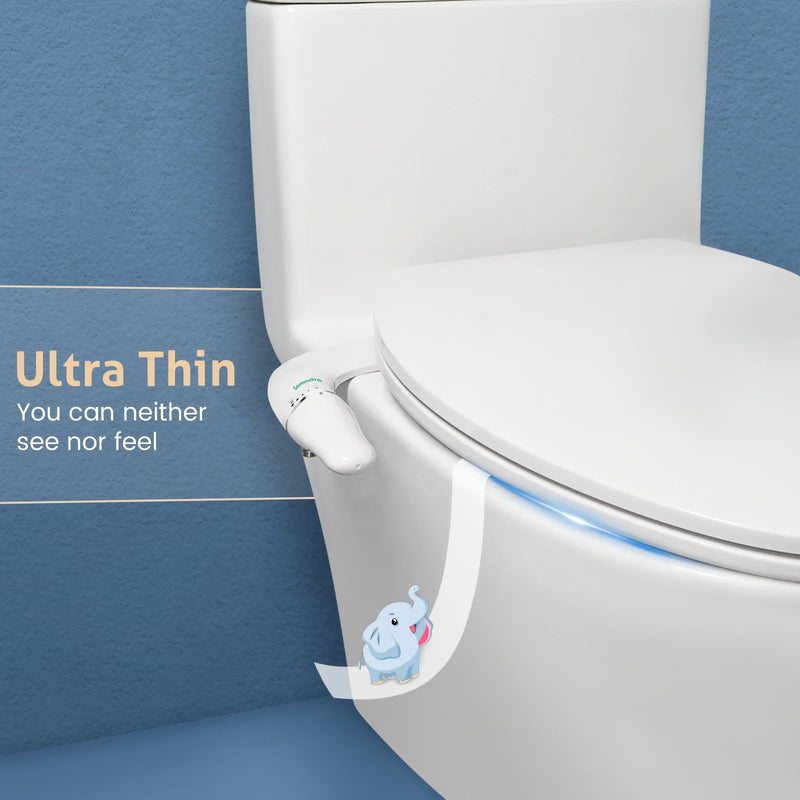 Ultra Slim Bidet Attachment for Toilet Seat - Dual Nozzle, Adjustable Water Pressure, Non-Electric Ass Sprayer