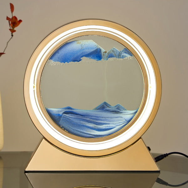 LED Light Creative Quicksand Table Lamp Moving Sand Art Picture 3D Hou